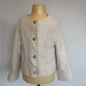 Zara Kids Cream Kids Blazer with Gold Buttons